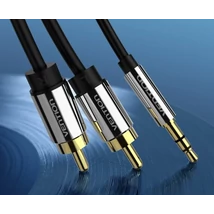 Vention 3.5mm jack/M -> 2*RCA/M, (audio, aranyozott, fémház), 1m, kábel