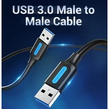 Vention USB-A 3.0/M ->  USB-A 3.0/M,  (PVC,fekete), 1,5m, kábel