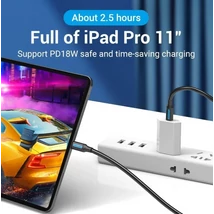 Vention USB-A 3.0/M -> USB-C/M kábel,  (PVC,fekete), 1,5m, kábel