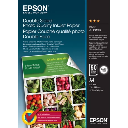 Epson kétoldalas fotópapír (A4, 50 lap, 120g)